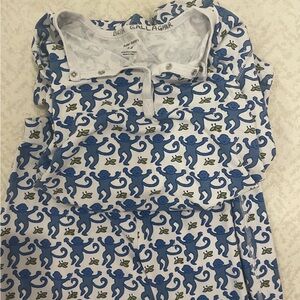 Roller rabbit blue monkey pj set